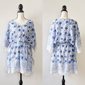 NWT Sevya Handmade Blue Floral Kaftan